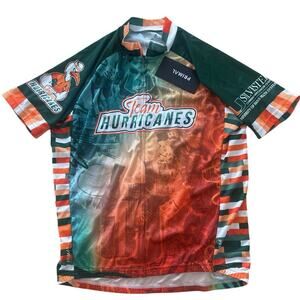 Primal Miami Hurricanes Cycling Jersey Cancer Awareness Mens Sz L Green & Orange